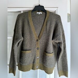 Madewell short Kent ex boyfriend cardigan, olive green size medium
